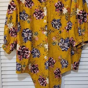 Floral Button-Up Tie Front Blouse